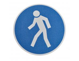 Знак бело-синий с надписью &quot;Движение пешеходам разрешено&quot; диаметр 40 см